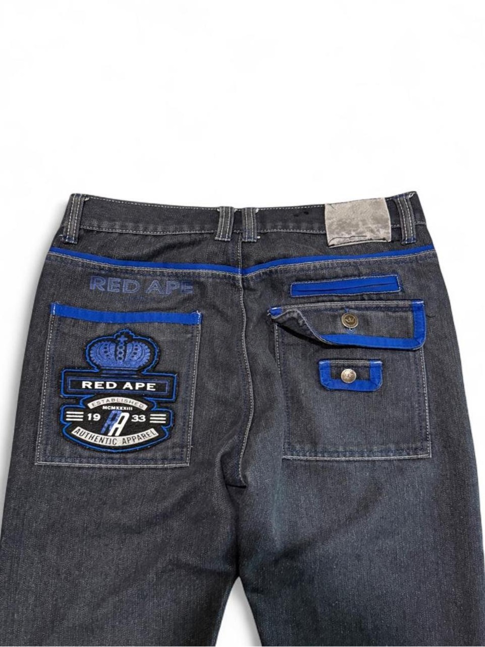 Vintage Red Ape Jeans 34x30 Embroidered Patch Baggy Denim